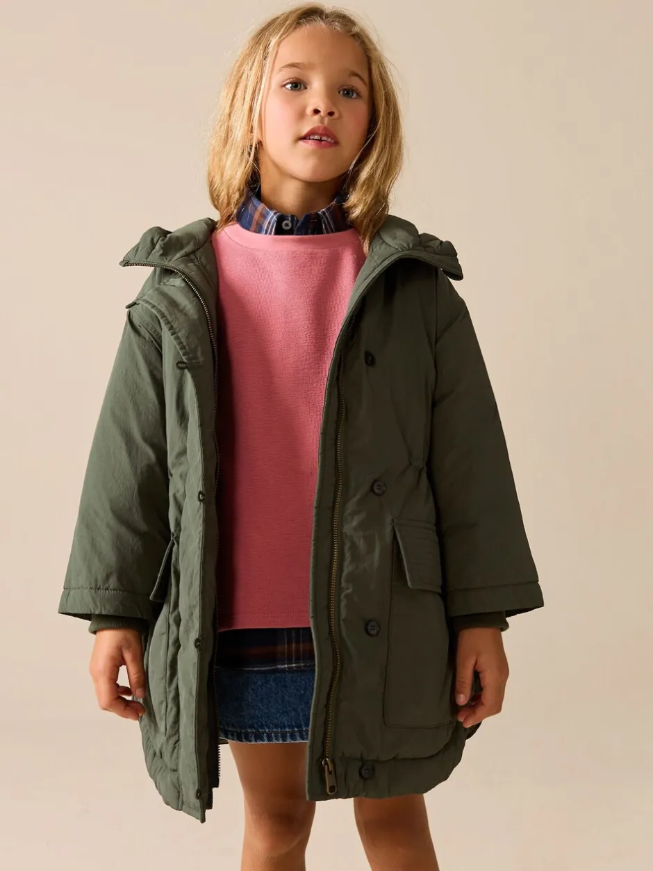 Jassen En Jacks|Next Khaki - Regenbestendige gewatteerde parka (5-13jr)