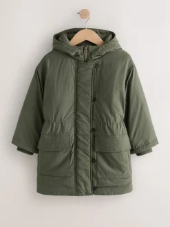 Jassen En Jacks|Next Khaki - Regenbestendige gewatteerde parka (5-13jr)