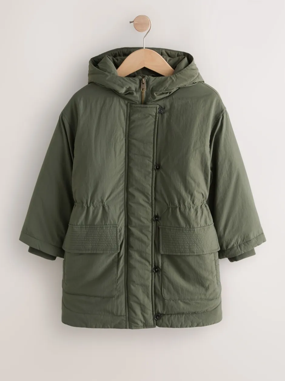 Jassen En Jacks|Next Khaki - Regenbestendige gewatteerde parka (5-13jr)