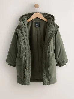 Jassen En Jacks|Next Khaki - Regenbestendige gewatteerde parka (5-13jr)