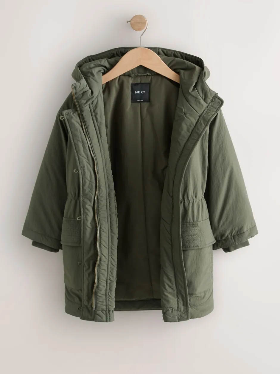 Jassen En Jacks|Next Khaki - Regenbestendige gewatteerde parka (5-13jr)