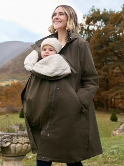 Jassen En Jacks|Moederschap*Seraphine - 3 in 1 Zwangerschaps- en draagparka met Borgvoering Khaki