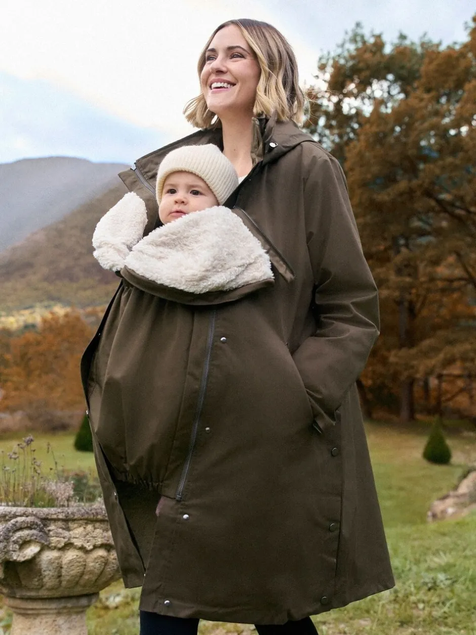 Jassen En Jacks|Moederschap*Seraphine - 3 in 1 Zwangerschaps- en draagparka met Borgvoering Khaki