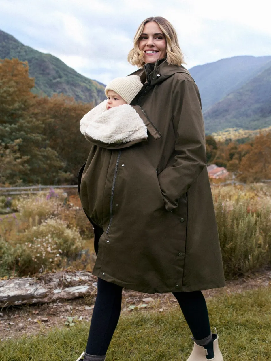 Jassen En Jacks|Moederschap*Seraphine - 3 in 1 Zwangerschaps- en draagparka met Borgvoering Khaki