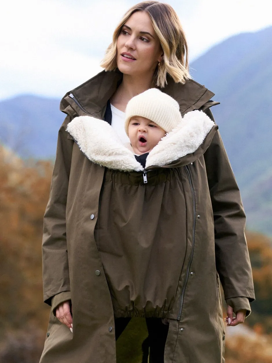 Jassen En Jacks|Moederschap*Seraphine - 3 in 1 Zwangerschaps- en draagparka met Borgvoering Khaki