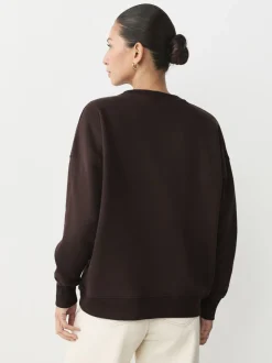 Hoody's En Sweatshirts*Next Khaki/steenkleur - Cotton Rich Brushed Back Soft Feel Ribbed Crewneck Sweatshirts 3 Pack