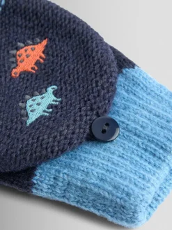 Mutsen, Handschoenen En Sjaals*Jojo Maman Bébé - - Wanten met fleecevoering Kiezelkleurig dinosaurus