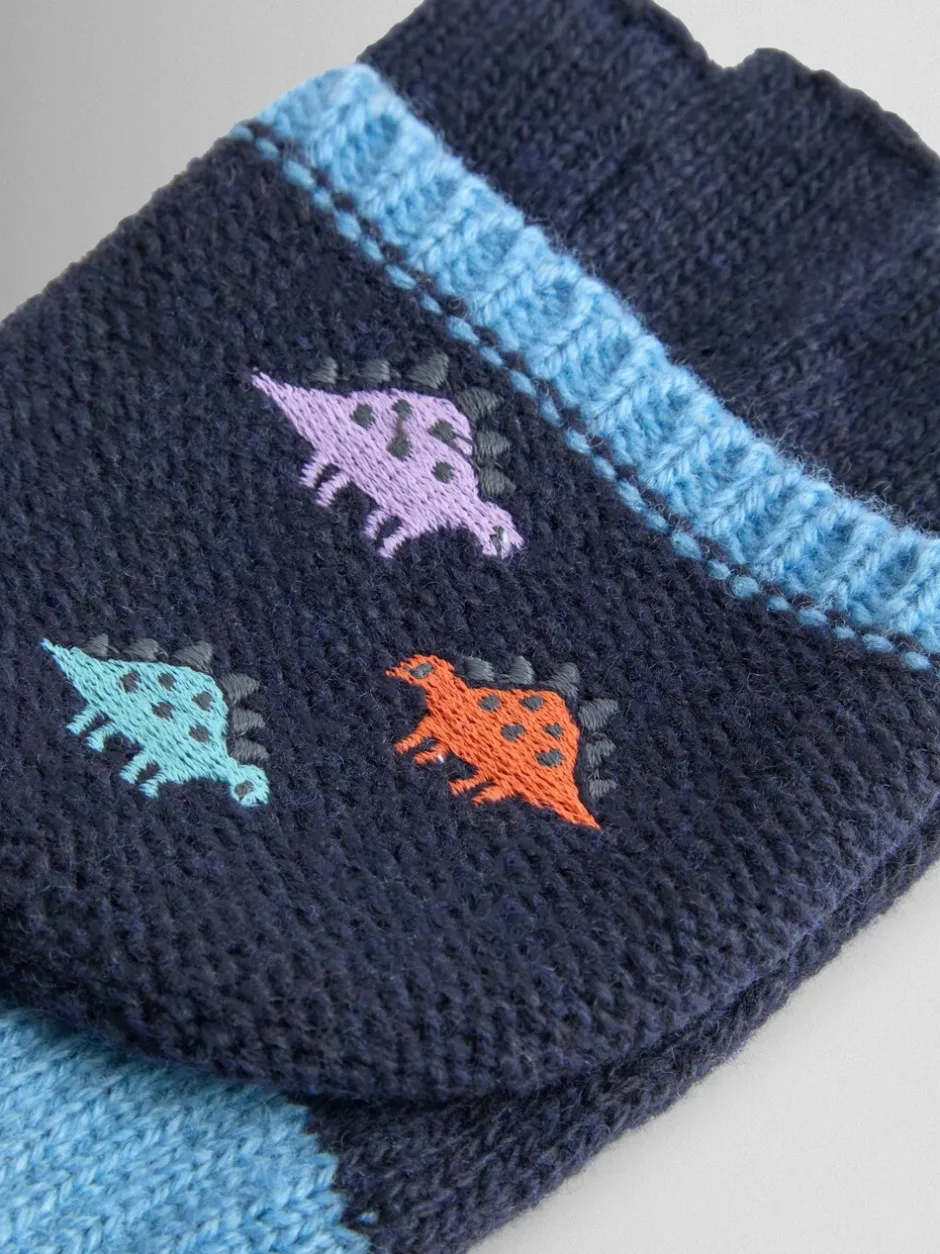 Mutsen, Handschoenen En Sjaals*Jojo Maman Bébé - - Wanten met fleecevoering Kiezelkleurig dinosaurus