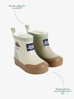 Laarzen*Jojo Maman Bébé - Short Cosy Lined Wellie Boot Kiezelkleurig dinosaurus
