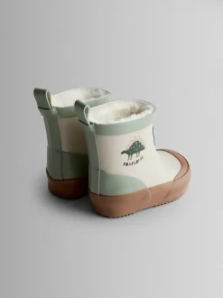 Laarzen*Jojo Maman Bébé - Short Cosy Lined Wellie Boot Kiezelkleurig dinosaurus