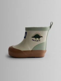 Laarzen*Jojo Maman Bébé - Short Cosy Lined Wellie Boot Kiezelkleurig dinosaurus
