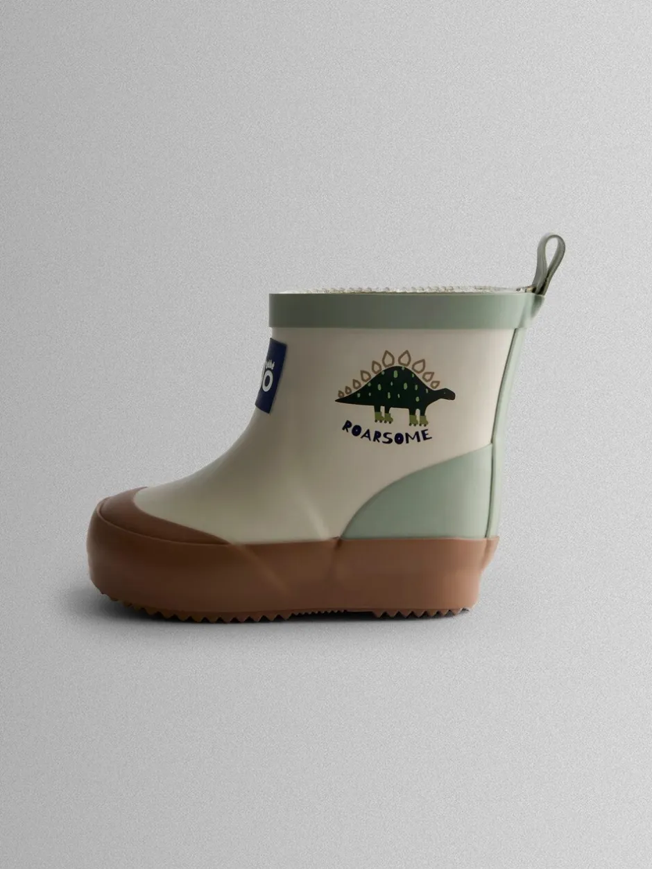 Laarzen*Jojo Maman Bébé - Short Cosy Lined Wellie Boot Kiezelkleurig dinosaurus
