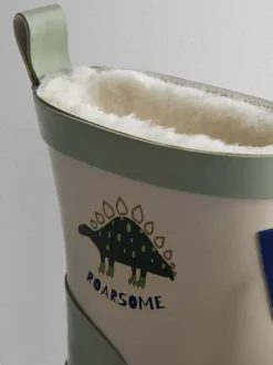 Laarzen*Jojo Maman Bébé - Short Cosy Lined Wellie Boot Kiezelkleurig dinosaurus