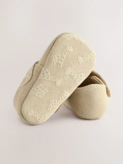 Babyschoenen|Next - Leren babyschoen met T-bandje (0 - 24 mnd) Kiezelkleurig suède