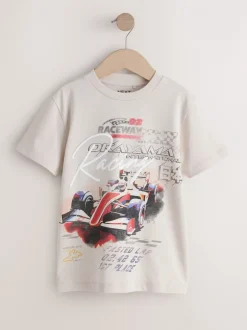 T-Shirts|Tops|Next Kiezelkleurige racewagen - Regular fit T-shirt met korte mouwen en grafische print (3-16jaar)