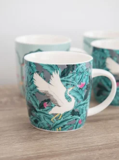 Mokken En Koppen|Kitchencraft Set of 4 Exotic Bird Colourful Ceramic Mugs