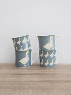 Mokken En Koppen*Kitchencraft Set of 4 Goose Patterned Bone China Mugs