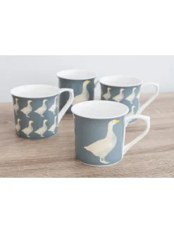 Mokken En Koppen*Kitchencraft Set of 4 Goose Patterned Bone China Mugs