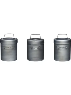 Keukenopslag|Kitchencraft Set of 4 Metal Coffee Sugar and Tea Canisters