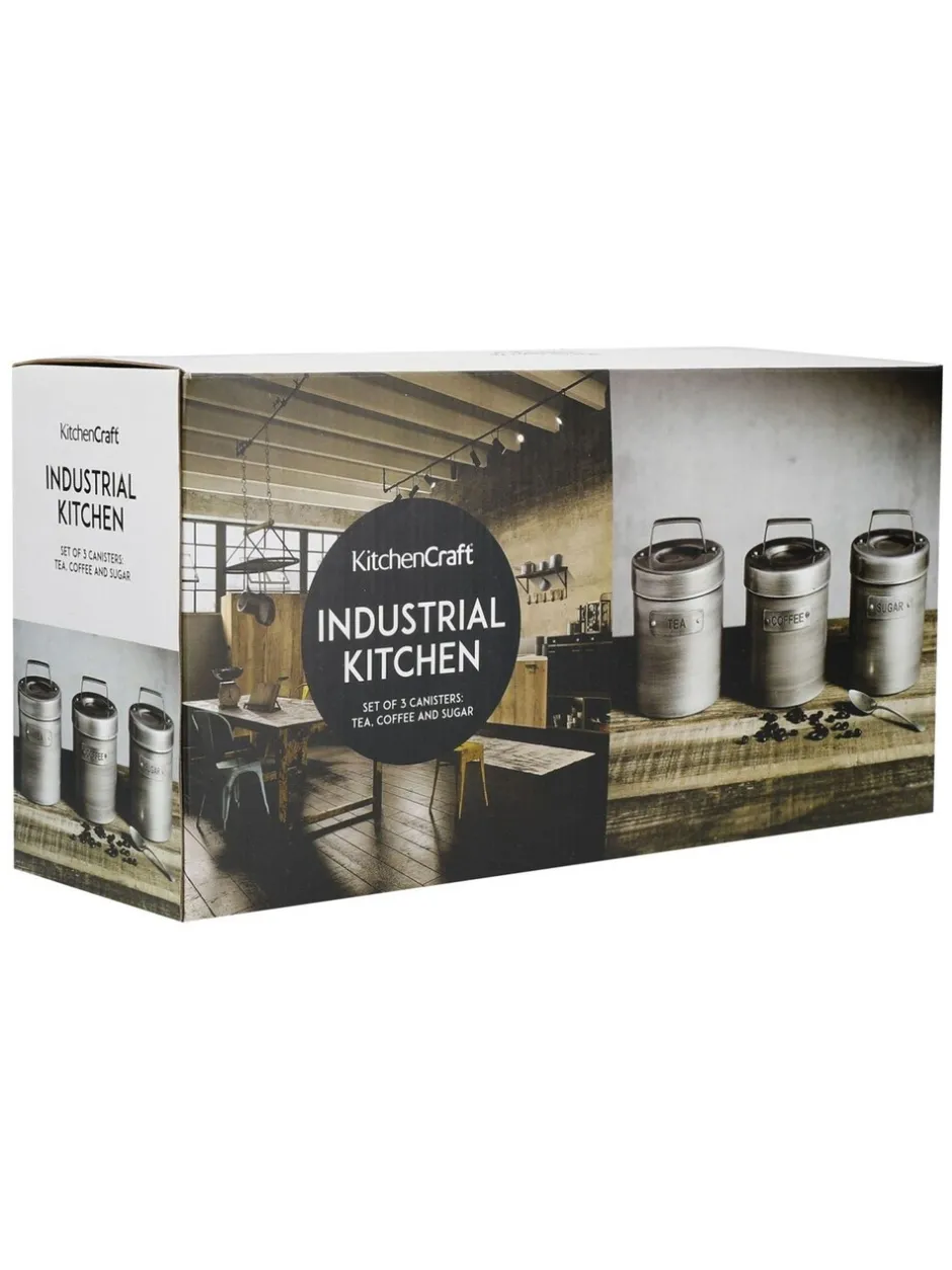 Keukenopslag|Kitchencraft Set of 4 Metal Coffee Sugar and Tea Canisters