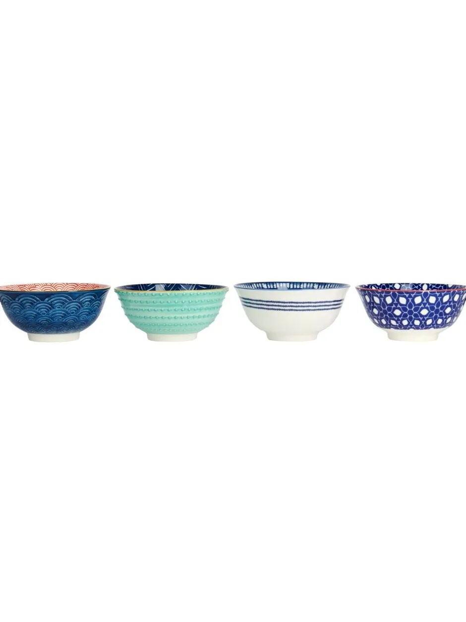 Eetservies En Pastaschalen|Kitchencraft Set of 4 Patterned Ceramic Cereal Bowls