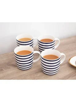 Mokken En Koppen*Kitchencraft Set of 4 Striped Ceramic Mugs