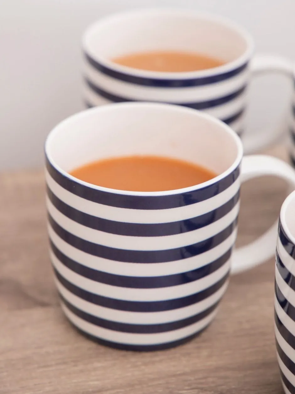 Mokken En Koppen*Kitchencraft Set of 4 Striped Ceramic Mugs