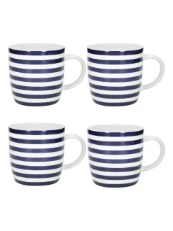 Mokken En Koppen*Kitchencraft Set of 4 Striped Ceramic Mugs