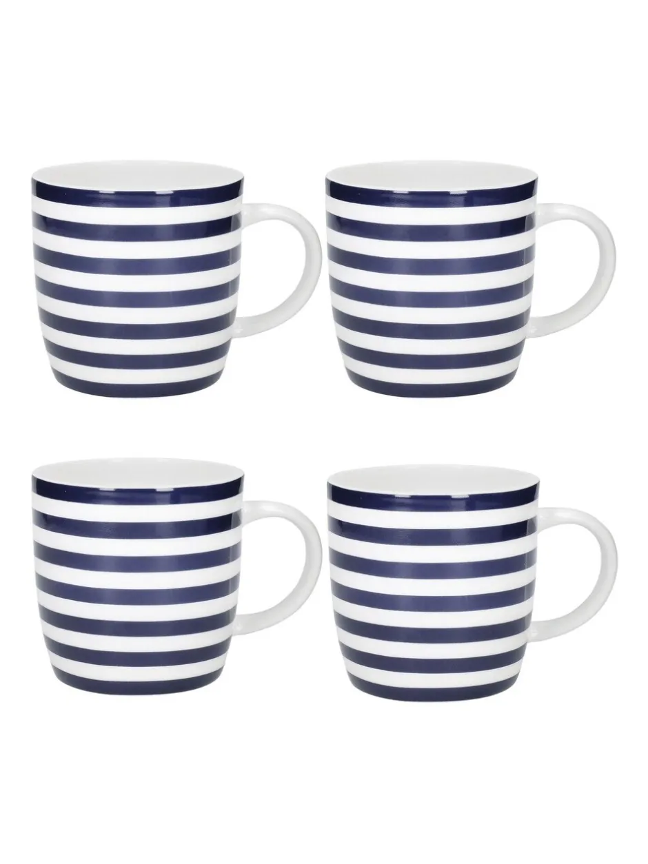 Mokken En Koppen*Kitchencraft Set of 4 Striped Ceramic Mugs