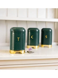 Keukenopslag*Kitchencraft Textured Geometric Tea Coffee Sugar Canisters Set