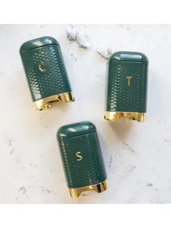 Keukenopslag*Kitchencraft Textured Geometric Tea Coffee Sugar Canisters Set