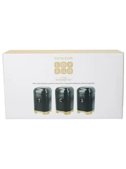 Keukenopslag*Kitchencraft Textured Geometric Tea Coffee Sugar Canisters Set