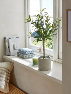 Kunstbloemen*Next Kleine kunstolijfboom in betonnen pot