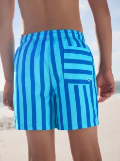 Badkleding|Next - Gestreept zwemshort (3-16jr) Kobaltblauw