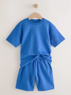 Shorts*Next - Relaxed Fit Heavyweight T-Shirt and Shorts Set (3-16yrs) Kobaltblauw