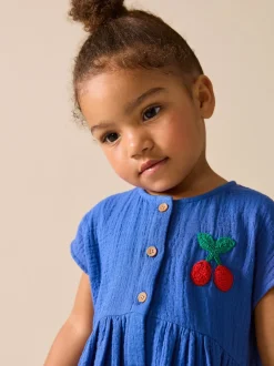 Jurken*Next - Textured Short Sleeve Dress (3mths-8yrs) Kobaltblauw