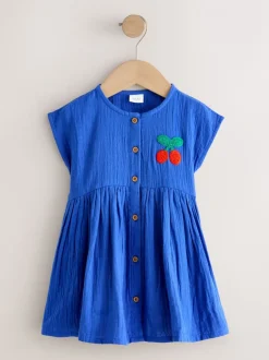 Jurken*Next - Textured Short Sleeve Dress (3mths-8yrs) Kobaltblauw