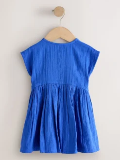 Jurken*Next - Textured Short Sleeve Dress (3mths-8yrs) Kobaltblauw