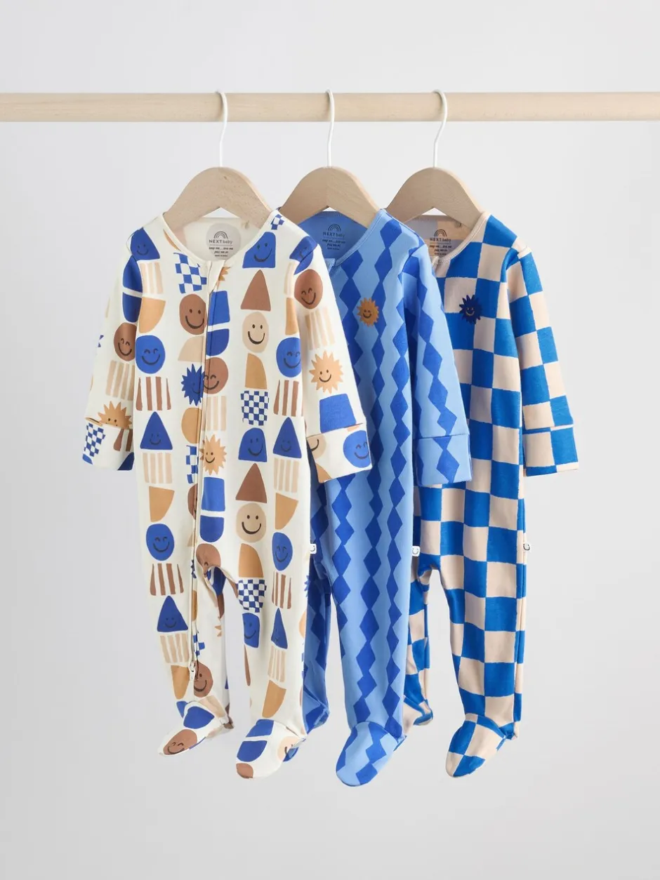Multipacks|Babypakjes En Babypyjama's*Next Kobaltblauw - Verpakking van 3 babypyjama's met tweewegrits (0-2jr)