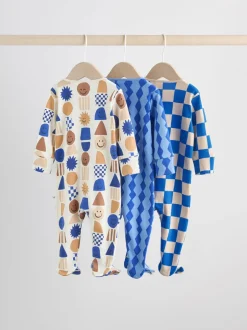 Multipacks|Babypakjes En Babypyjama's*Next Kobaltblauw - Verpakking van 3 babypyjama's met tweewegrits (0-2jr)