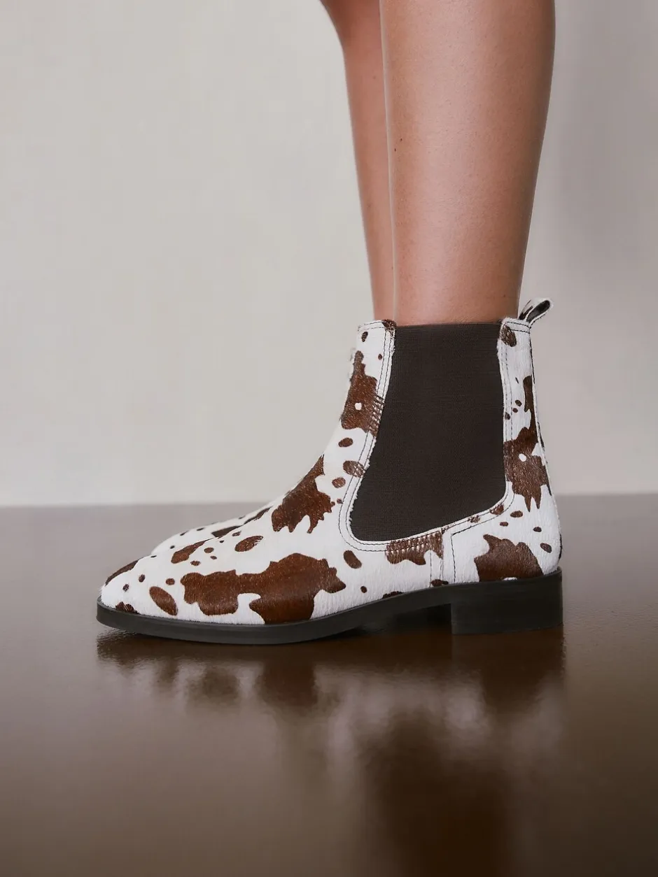 Boots|Next Koeienprint leer - Forever Comfort® Chelsea-enkellaarzen