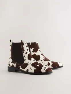 Boots|Next Koeienprint leer - Forever Comfort® Chelsea-enkellaarzen