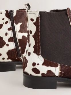 Boots|Next Koeienprint leer - Forever Comfort® Chelsea-enkellaarzen