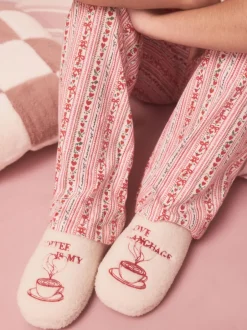 Pantoffels|Alle Nacht- En Loungekleding*Next Koffie - Mule Borg Pantoffels