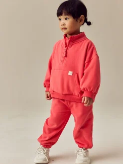 Sweaters En Hoody´S|Next Koraalrood - Sweatshirt met kwartrits (3mnd -7jr)