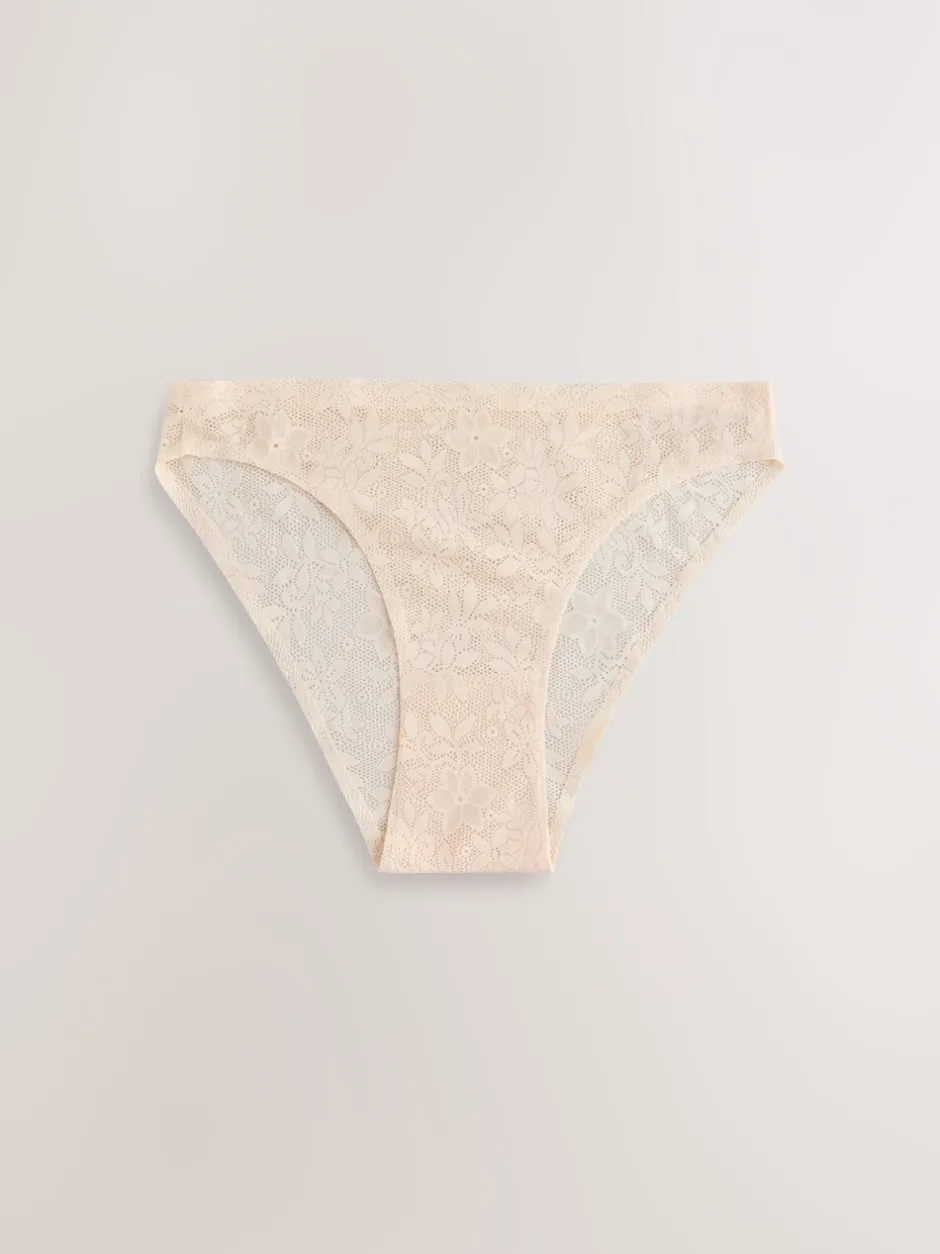 Onderbroeken*Next - All-Over Lace No VPL Knickers 3 Pack Koraalroze
