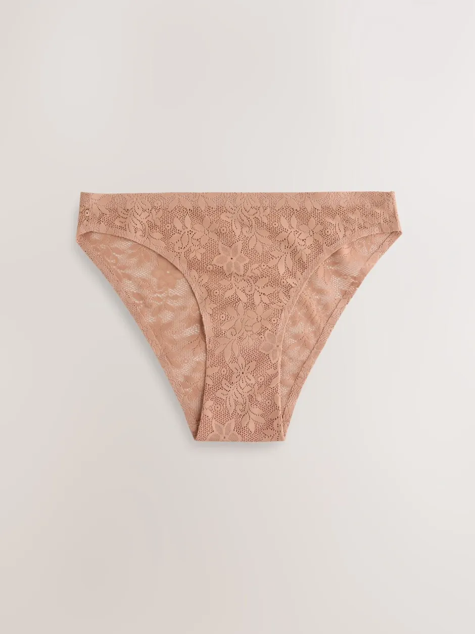 Onderbroeken*Next - All-Over Lace No VPL Knickers 3 Pack Koraalroze