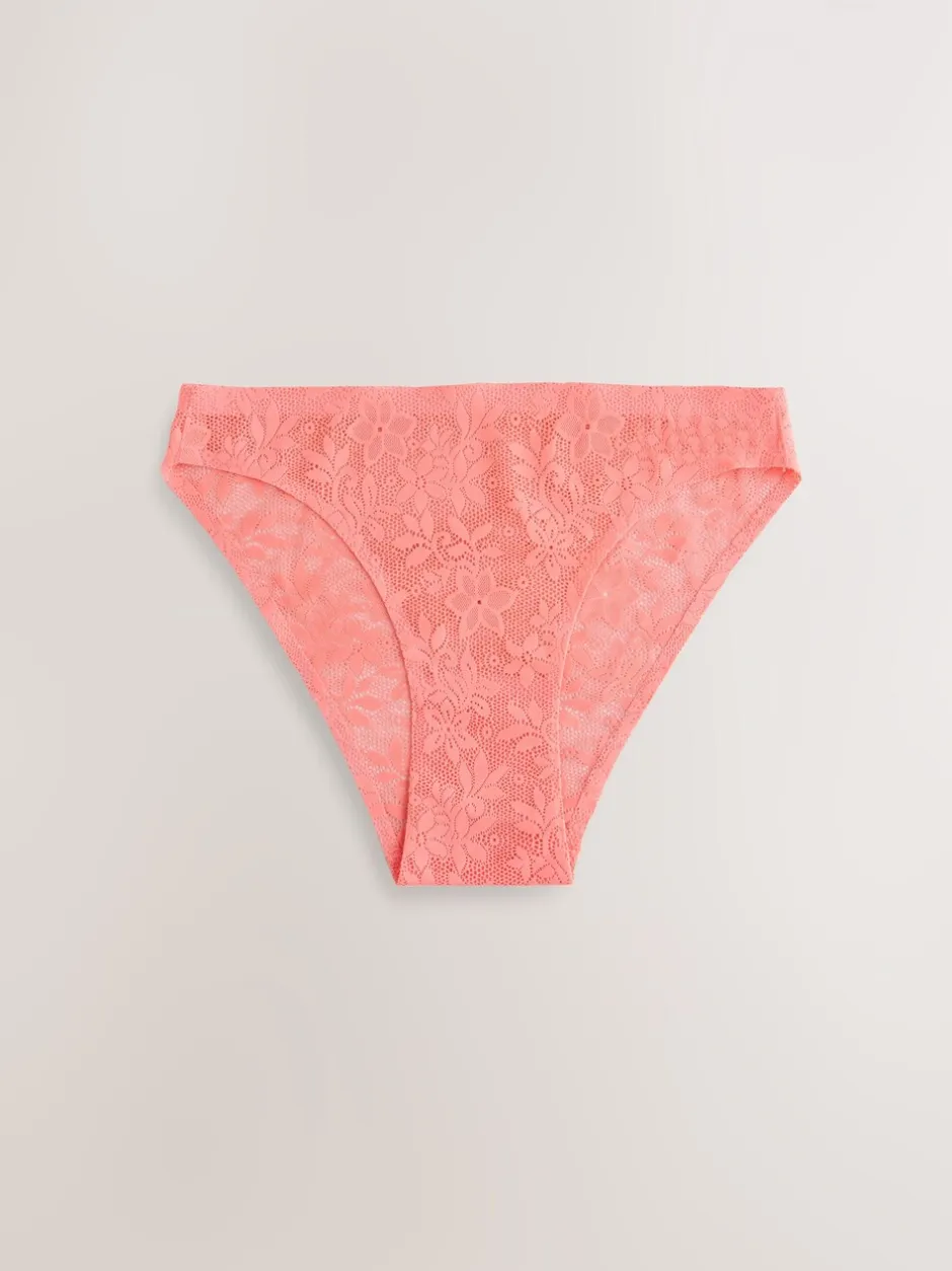 Onderbroeken*Next - All-Over Lace No VPL Knickers 3 Pack Koraalroze