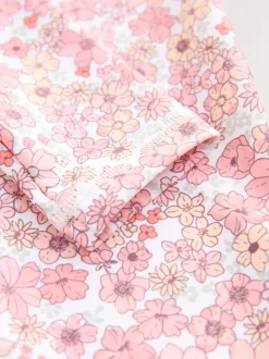 Badkleding*Next Koraalroze met fijne bloemenprint - Zonbeschermend badpak met lange pijpen (3 mnd-7 jr)