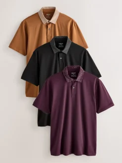 Poloshirts*Next Kraag met bessenprint - Set van 3 jersey poloshirts met korte mouwen